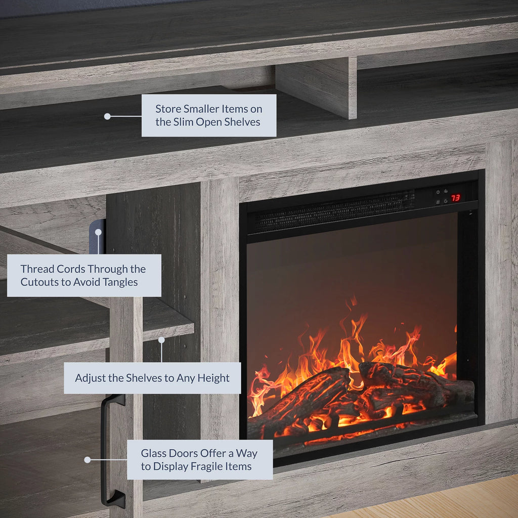 Gray Wash TV Stand with Fireplace K38961