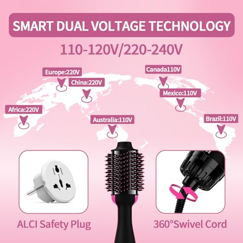 4 in 1 Hair Dryer Brush with Anti-Frizz Ceramic Titanium Barrel and Negative Ion L873621