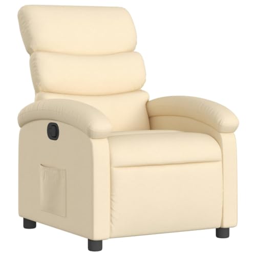 Cream Fabric Recliner Chair with Manual Adjustment Z6912