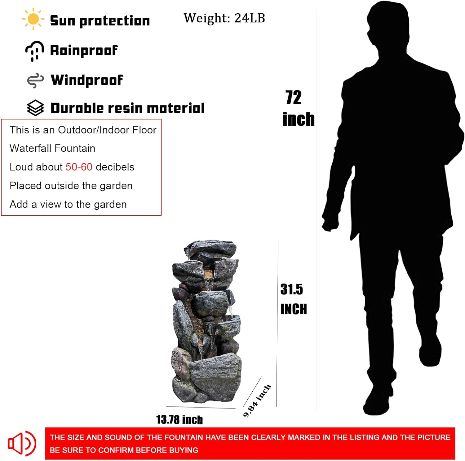 Grey Resin 5-Tiered Water Fountain T870407