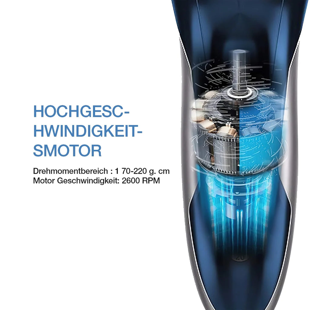 Blue IPX7 Waterproof Electric Razor with Pop-up Beard Trimmer Y601