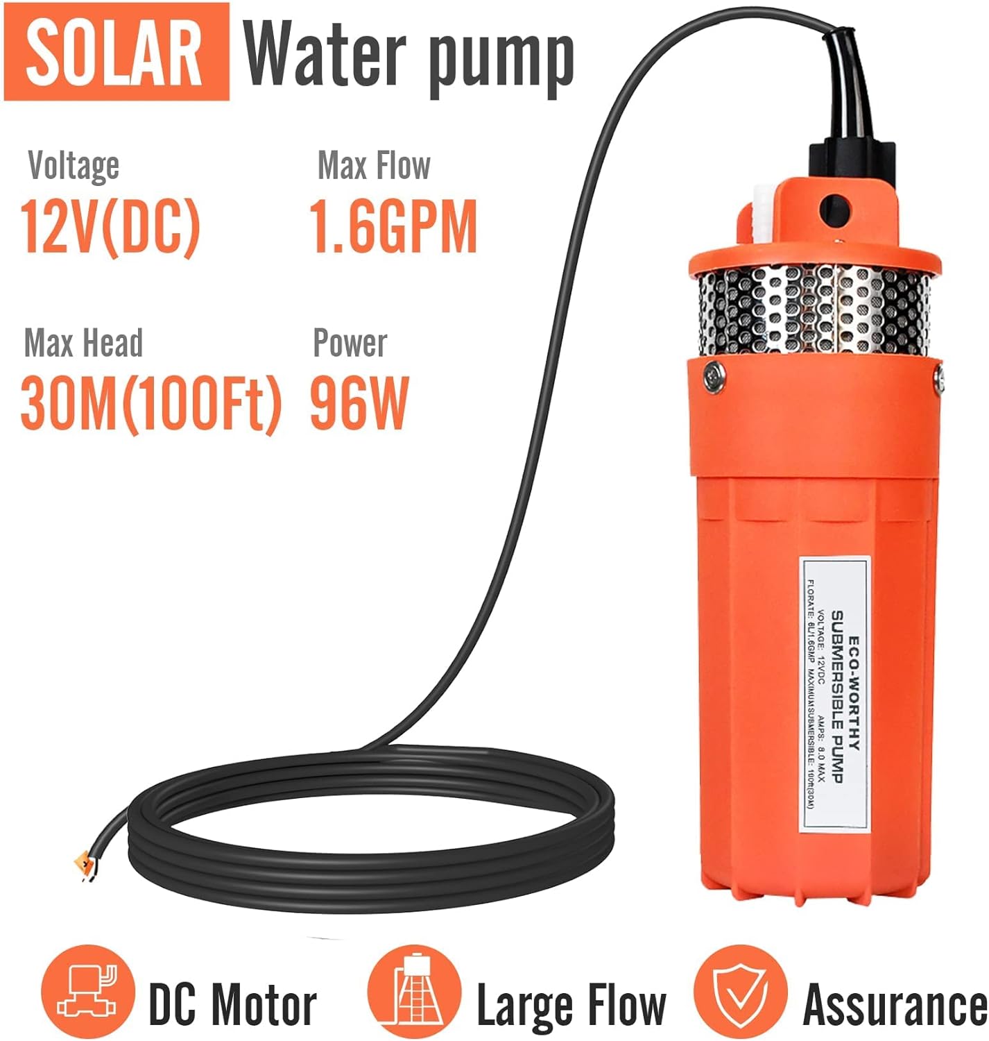 12V Solar Well Pump Kit with 120W Solar Panel and 10Ah Battery P6951
