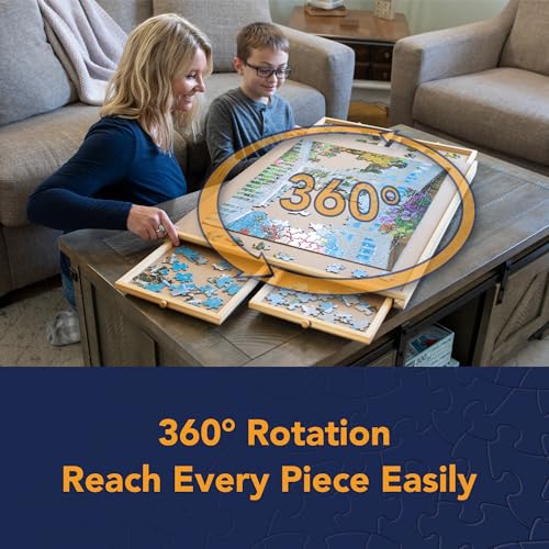Puzzle Board with Drawers – 1000 Piece Wooden Puzzle Board with Sorting Trays C4452