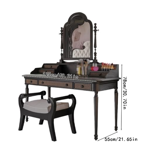 Solid Wood Dressing Table and Chair Combination Vanity Desk R906776