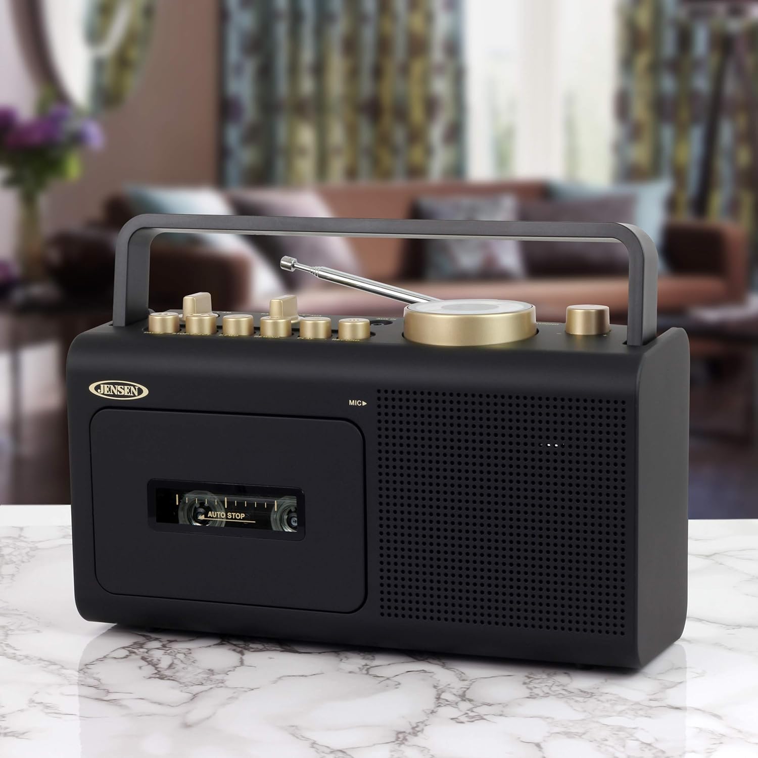 Portable Boombox AM/FM Radio & Tape Cassette Player with Aux Input & Built in Speakers X630070