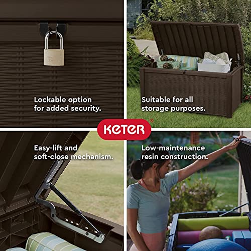 Brown 110 Gallon Waterproof Plastic Storage Deck Box Y3774