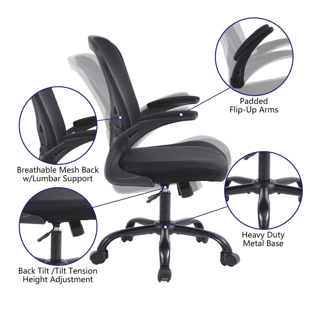 Black Mesh Ergonomic Office Chair with Lumbar Support W802