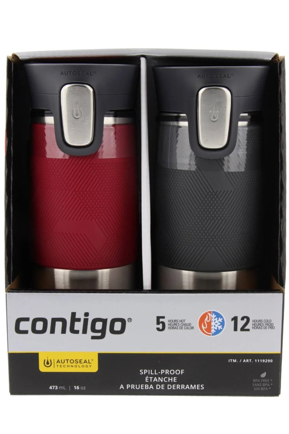 16oz Stainless Steel Spill-Proof Travel Mug (2 Pack) I3348