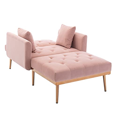 Beige Velvet Chaise Lounge Chair with Adjustable Backrest E85654