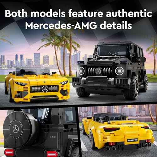LEGO Speed Champions Mercedes-AMG G 63 & Mercedes-AMG SL 63 F1 Toy Car, 2 Building Sets with 2 Driver Minifigures B729679