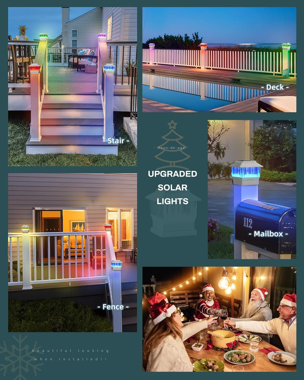 50 Lumen 3 Modes Solar Post Lights (1 Pack) and RGB & Warm Solar Post Cap Lights (1 Pack) D663