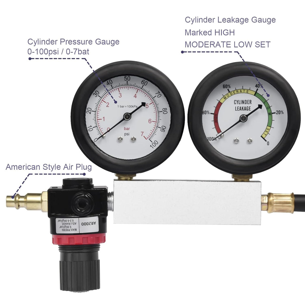 Cylinder Leak Down Tester Dual Gauge Leakdown Tester Kit B687