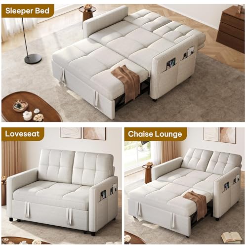 Grey 3-in-1 Convertible Sofa Bed with Pull-Out Bed T49148