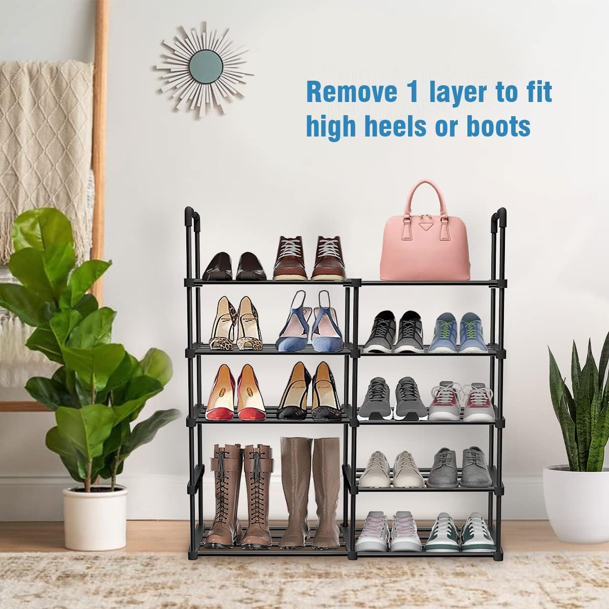 10 Tiers Tall Narrow Metal Shoe Rack L234126