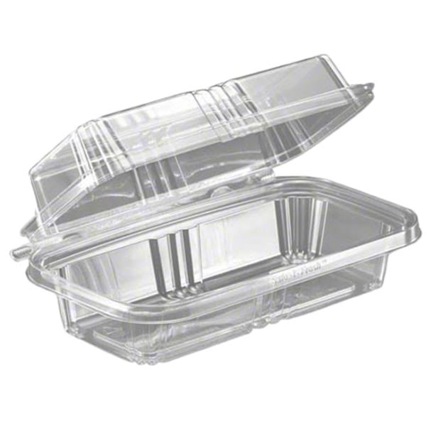 8 in. Clear Hinged Rectangle Food Container - Case of 150 Q75615