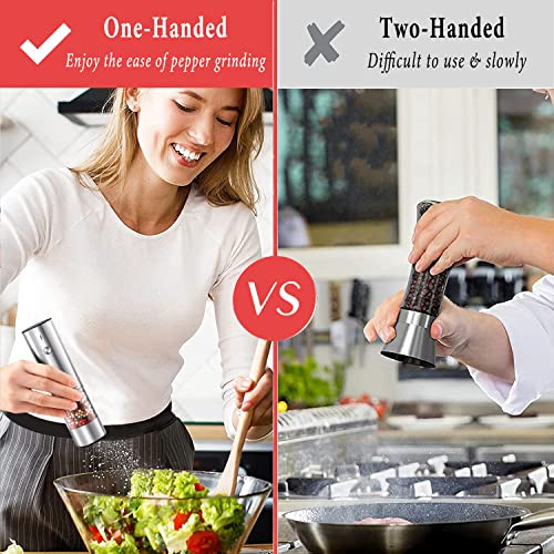 Rechargeable Electric Salt and Pepper Grinder Set with Holder Stainless Steel G203