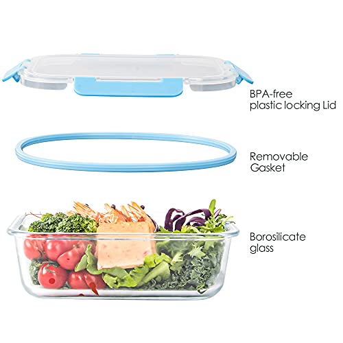 10 Pack Glass Food Storage Containers with Lids, Airtight, Leak Proof, Microwave & Freezer Safe (34oz & 12oz) J973