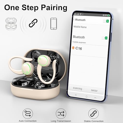 Pink Wireless Bluetooth 5.4 Over-Ear Earbuds with ENC Noise Cancelling Mic H69876