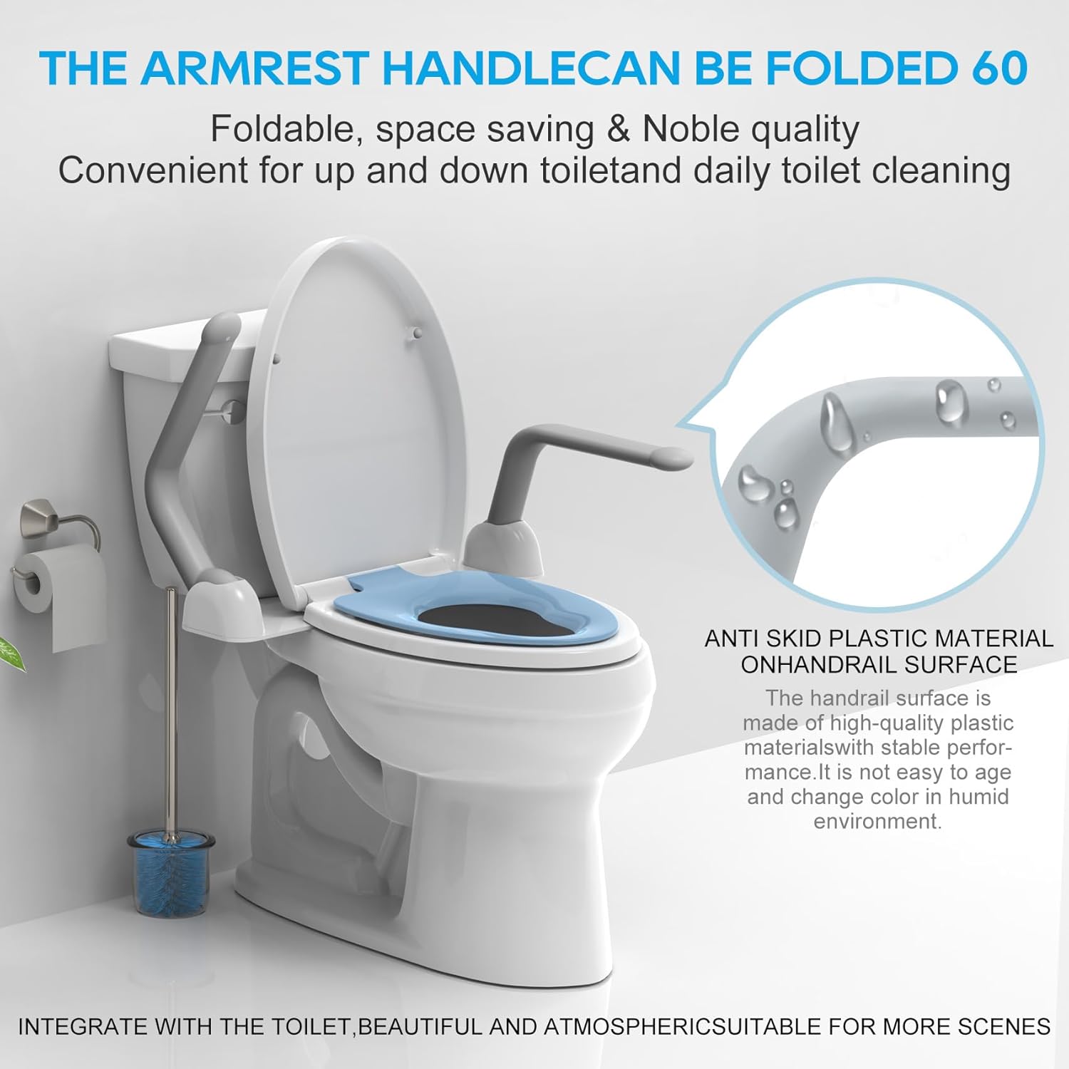 Heavy Duty Toilet Safety Rails with Foldable Handles F770352