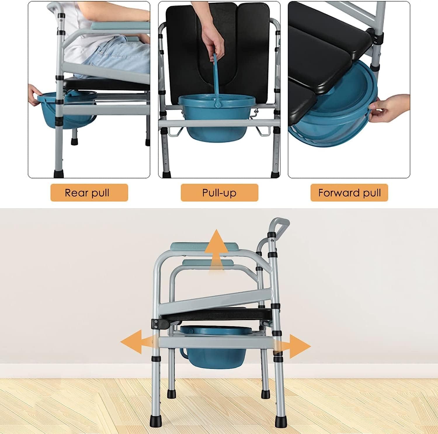 Removable Folding Commode Chair with Arms U873047