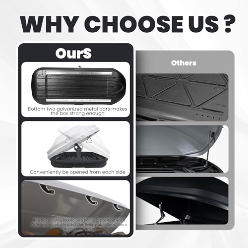 Heavy Duty Hard Shell Waterproof Rooftop Cargo Box, 62 x 31 x 15 Inches, 16 Cubic Feet I635