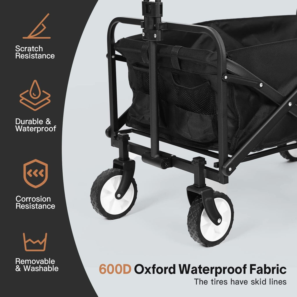 Collapsible Folding Wagon Cart with Universal Wheels & Adjustable Handle V9704