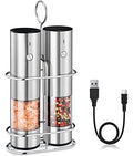 Rechargeable Electric Salt and Pepper Grinder Set with Holder Stainless Steel G203