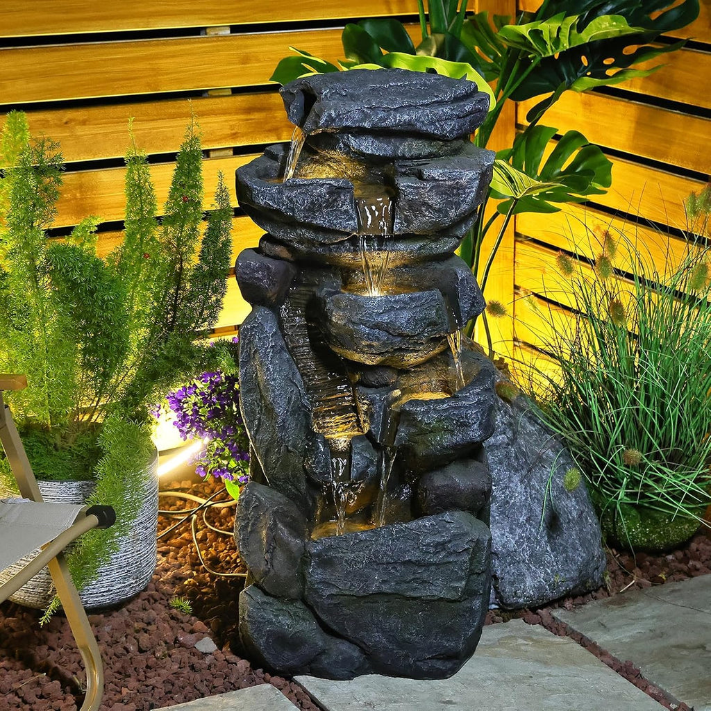 Grey Resin 5-Tiered Water Fountain T870407