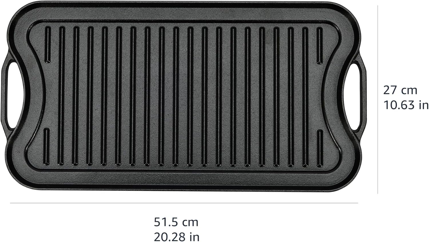 Pre-Seasoned Cast Iron Reversible Rectangular Grill Griddle, Black, 20 x 10.39 x 0.98 inch T892
