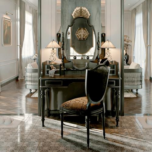 Solid Wood Dressing Table and Chair Combination Vanity Desk R906776