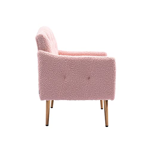Rose Red Velvet Accent Chair with Arms and Metal Legs X6032