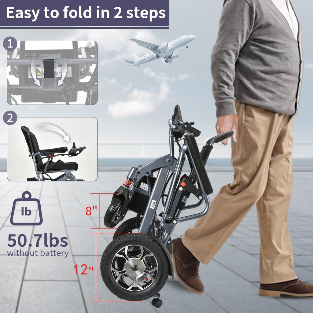 600W Motors Lightweight Foldable All Terrain Electric Wheelchair Y998400