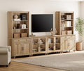 Off White Entertainment Center with Bookshelves, 8 Doors & 4 Drawer TV Stand M109