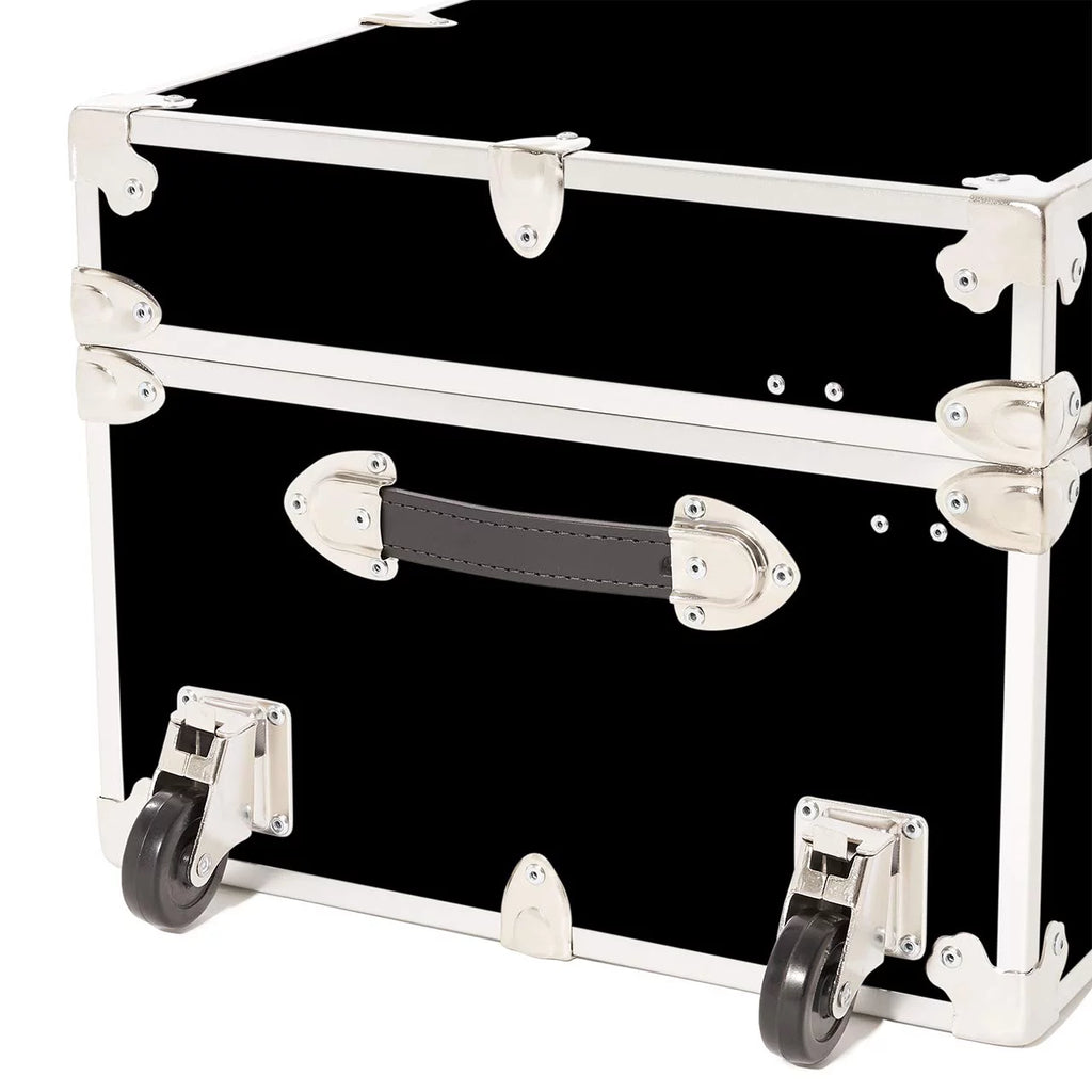 Large Leather Embossed Vinyl Trunk with Removable Wheels 32"x18"x14" (Black) P345