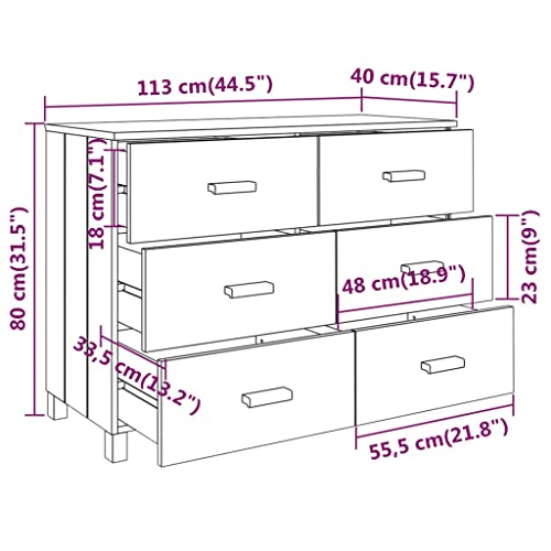 Light Gray Solid Wood Pine Sideboard D254