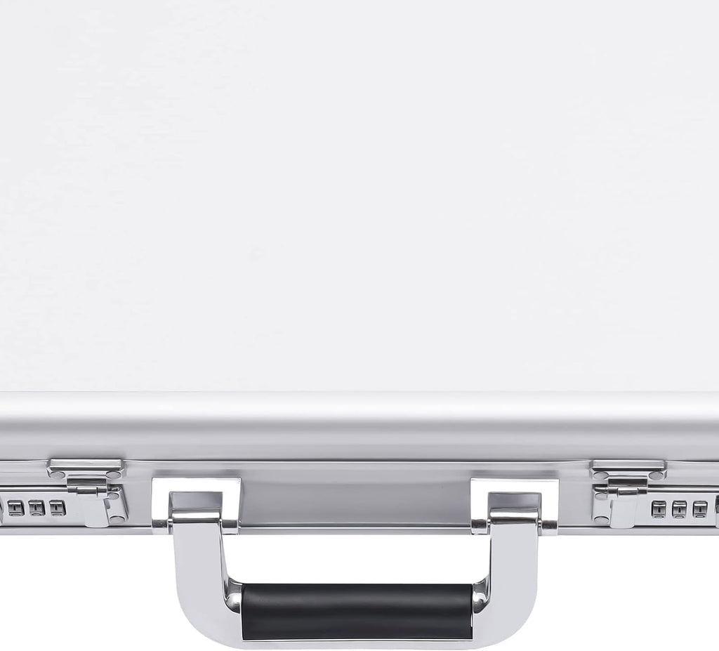 Aluminum Attache Case, 15 x 13 x 4.3 Inch Combination Lock Hard Laptop Case with Strap, Silver M22831