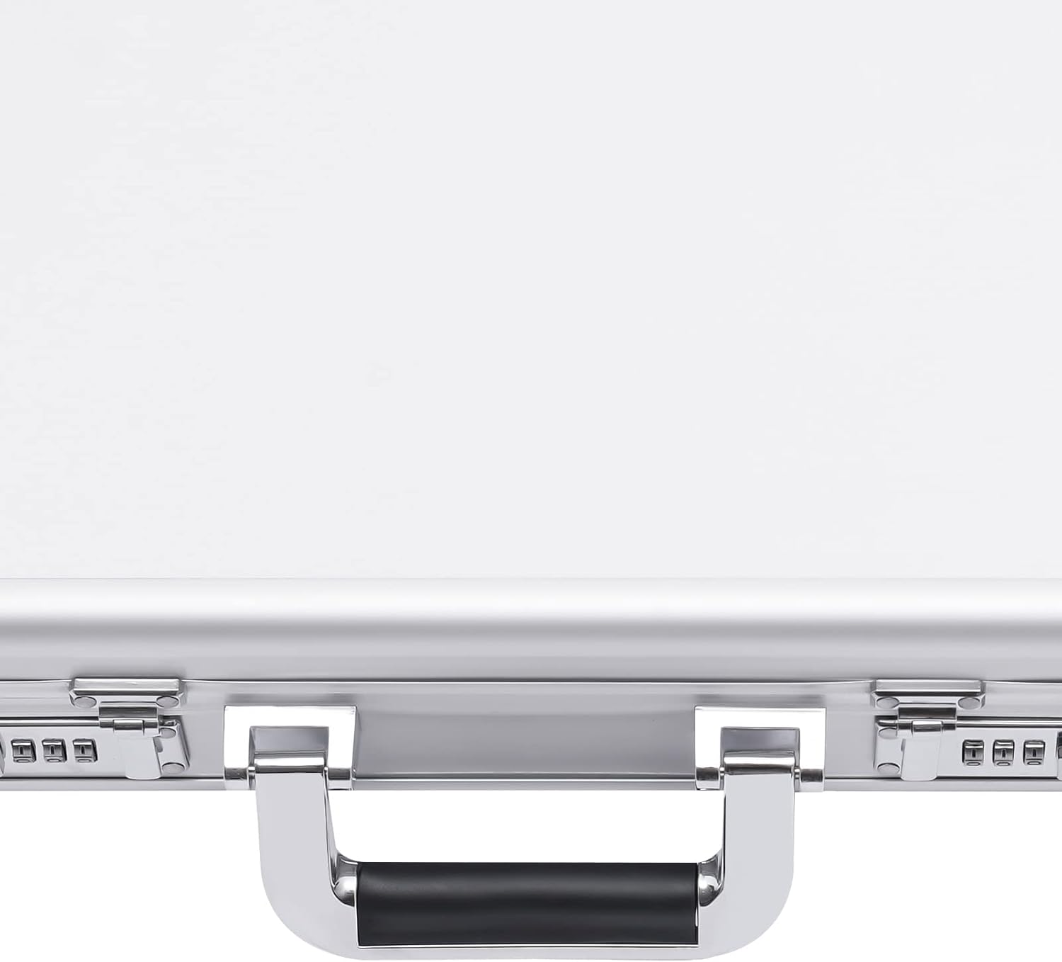 Aluminum Attache Case, 15 x 13 x 4.3 Inch Combination Lock Hard Laptop Case with Strap, Silver M22831