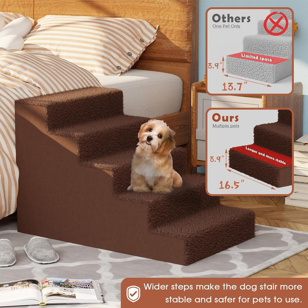 5 Tiers Thickened Widened Pet Steps with Washable Cover Z5399