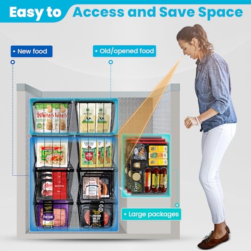 6 Pack Black Freezer Organizer Bins B4814