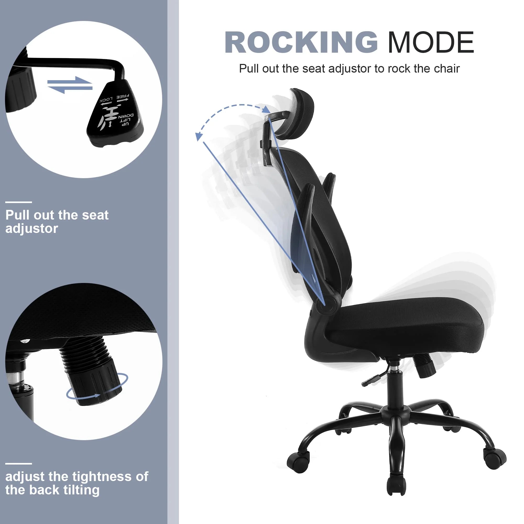 Black Mesh Ergonomic Office Chair with Lumbar Support W802