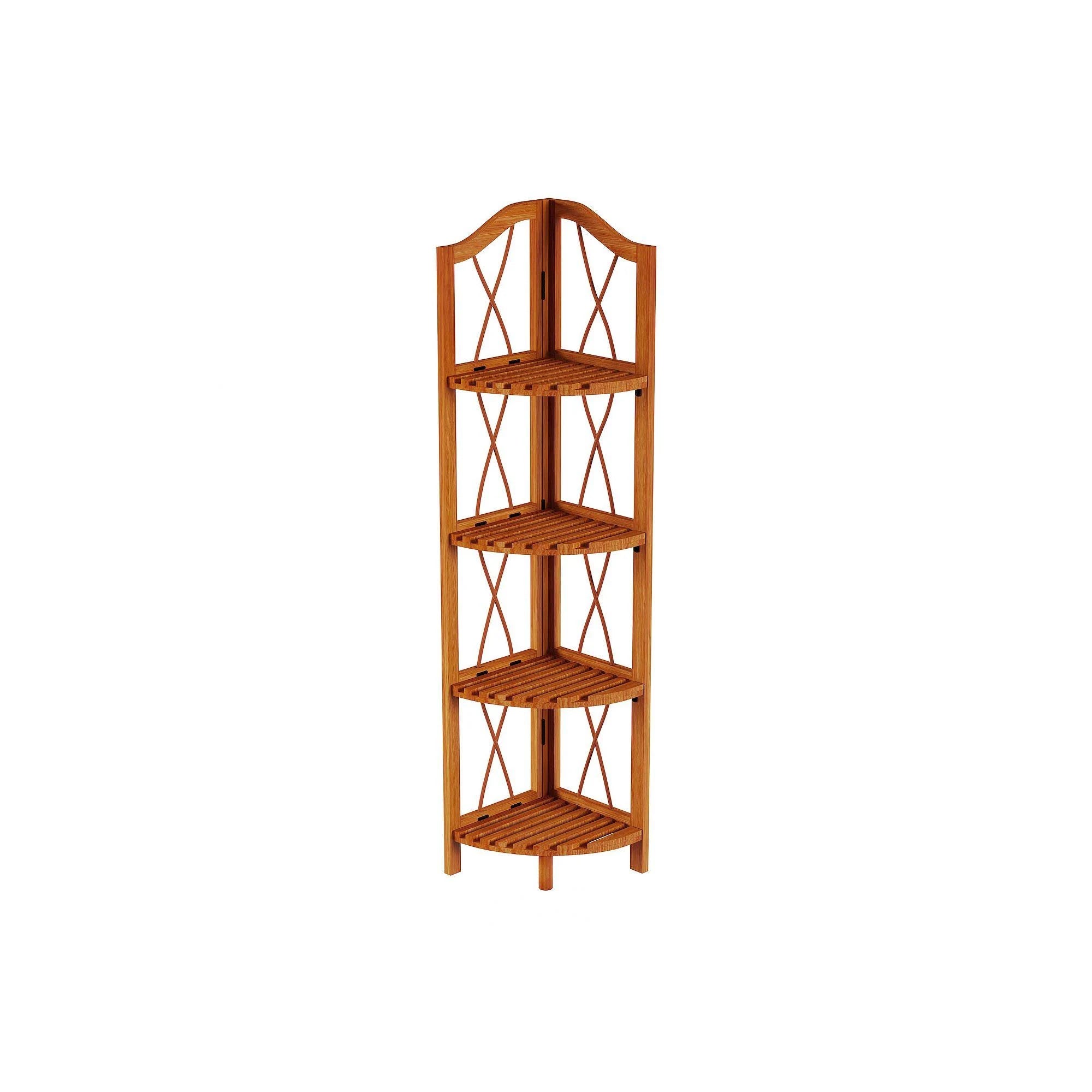 4-Tier Folding Corner Bookcase V6548