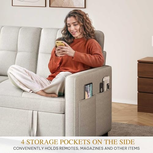 Grey 3-in-1 Convertible Sofa Bed with Pull-Out Bed T49148