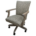 Swivel Wood Dining Chair with Wheels in Gray Q326