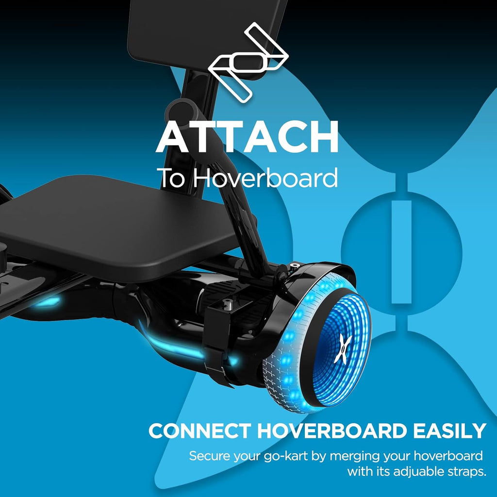 Black Hoverboard with Seat Attachment, 7 MPH, 6 Mile Range, 400W Motor, 220lbs Max Weight N53330