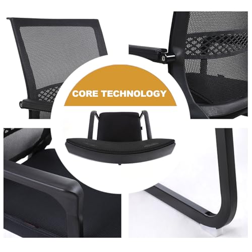 Red Mesh Guest Chair with Sled Base and Armrests A529