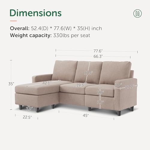 Black L Shaped Convertible Sectional Sofa with Reversible Chaise G3151