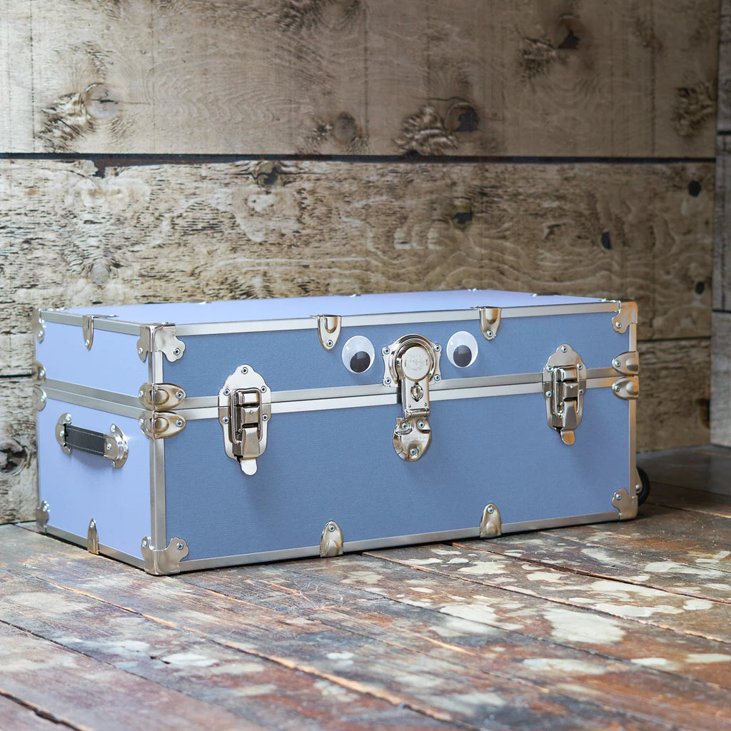 Large Leather Embossed Vinyl Trunk with Removable Wheels 32"x18"x14" (Black) P345