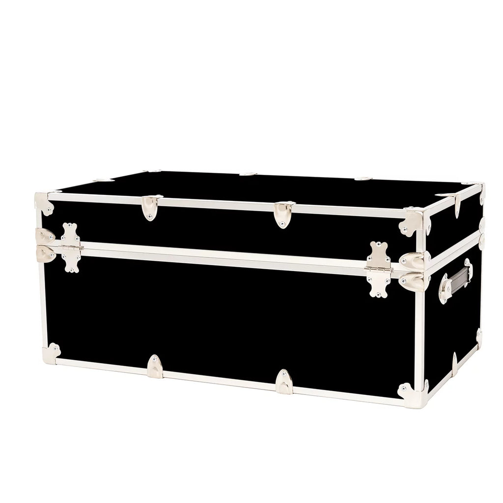 Large Leather Embossed Vinyl Trunk with Removable Wheels 32"x18"x14" (Black) P345