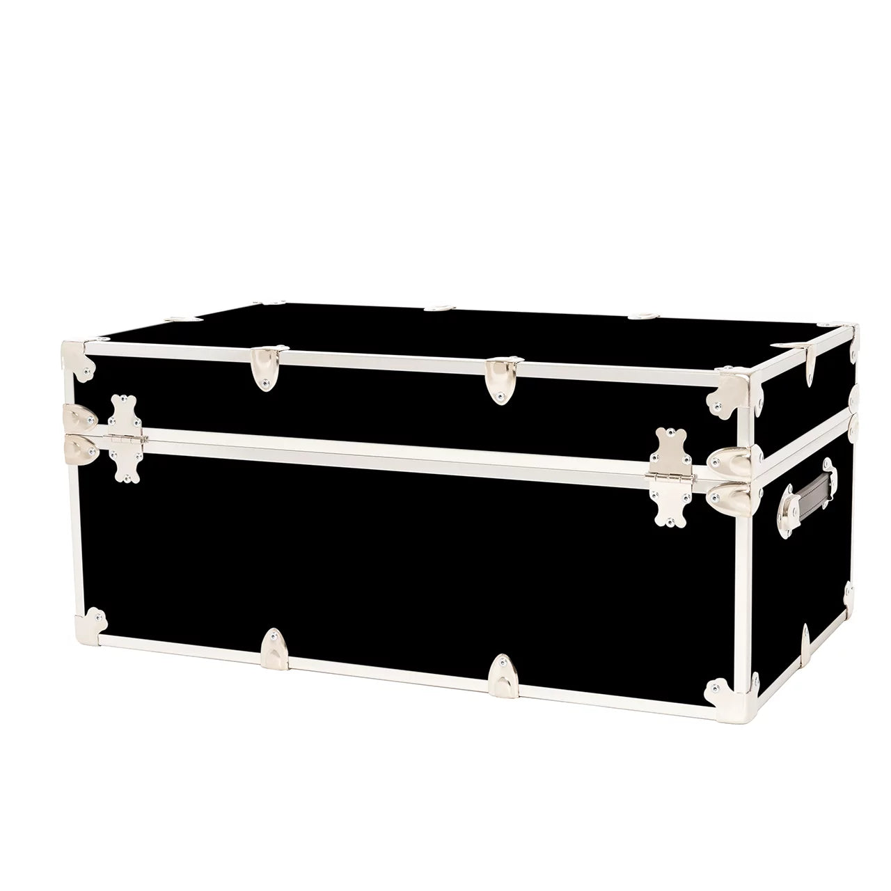 Large Leather Embossed Vinyl Trunk with Removable Wheels 32"x18"x14" (Black) P345