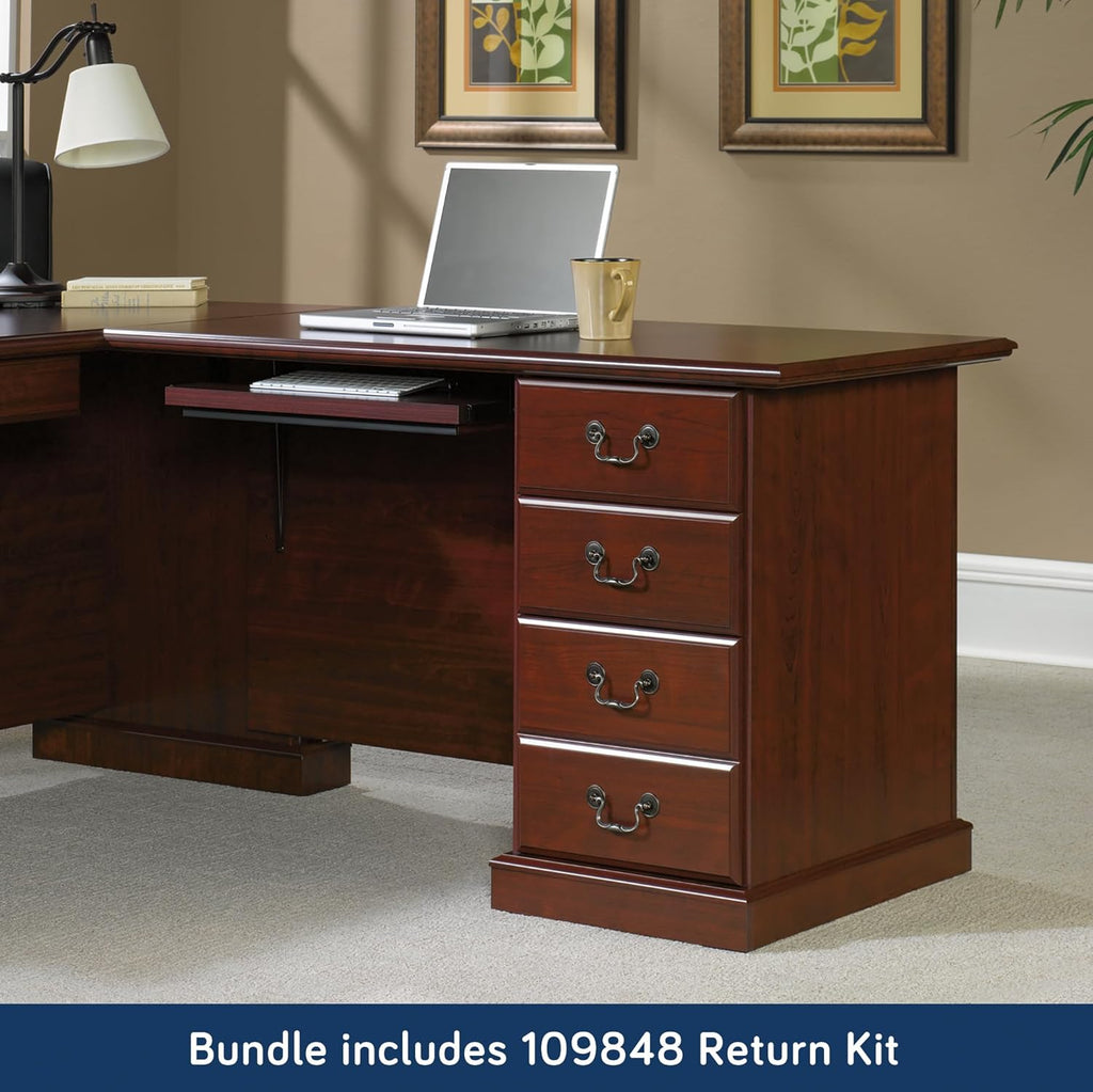 L-Shaped Desk with Office Hutch, Classic Cherry R42663